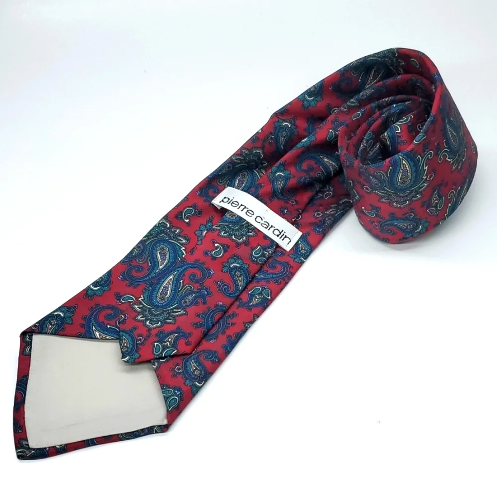Pierre Cardin Silk Burgandy Paisley Tie EUC
